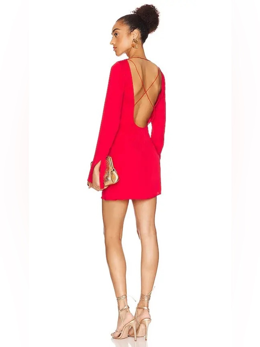 L’Academie Leda mini dress holiday red satin open back